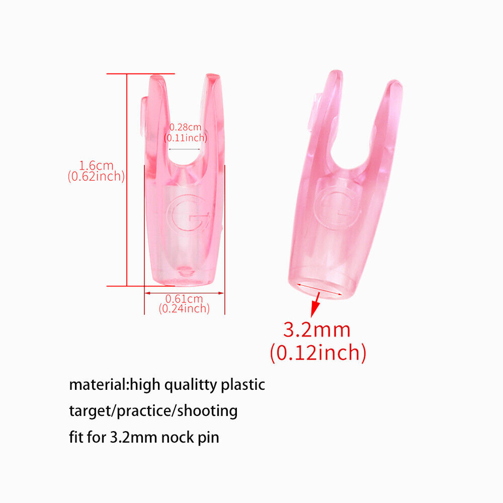 60pcs Arrow Nocks Plastic Tails Slot 3.2mm Pin Recurve Compound Bow Archery Target